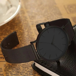 Planet Gates Black 2023 Minimalist Men Fashion Ultra Thin Watches Simple Men Business Stainless Steel Mesh Belt Quartz Watch Leisure Men Watch