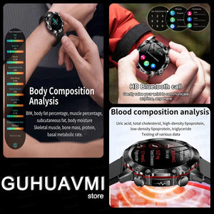 Planet Gates Black 2024 AI Medical Diagnosis Smart Watch Bluetooth Call Blood Sugar Blood Lipid Uric Acid Monitor HRV ECG Smartwatch For Men Women