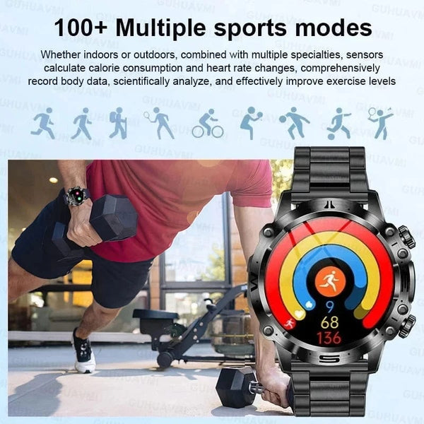 Planet Gates Black 2024 AI Medical Diagnosis Smart Watch Bluetooth Call Blood Sugar Blood Lipid Uric Acid Monitor HRV ECG Smartwatch For Men Women