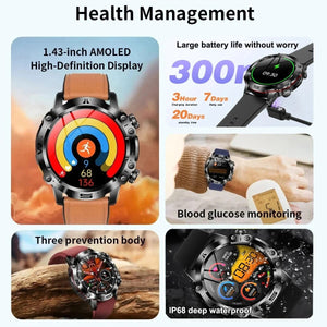 Planet Gates Black 2024 AI Medical Diagnosis Smart Watch Bluetooth Call Blood Sugar Blood Lipid Uric Acid Monitor HRV ECG Smartwatch For Men Women