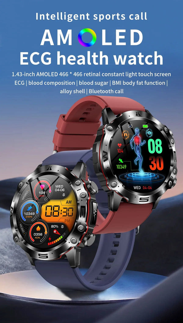 Planet Gates Black 2024 AI Medical Diagnosis Smart Watch Bluetooth Call Blood Sugar Blood Lipid Uric Acid Monitor HRV ECG Smartwatch For Men Women