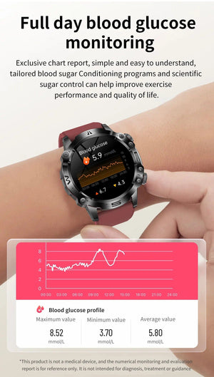 Planet Gates Black 2024 AI Medical Diagnosis Smart Watch Bluetooth Call Blood Sugar Blood Lipid Uric Acid Monitor HRV ECG Smartwatch For Men Women