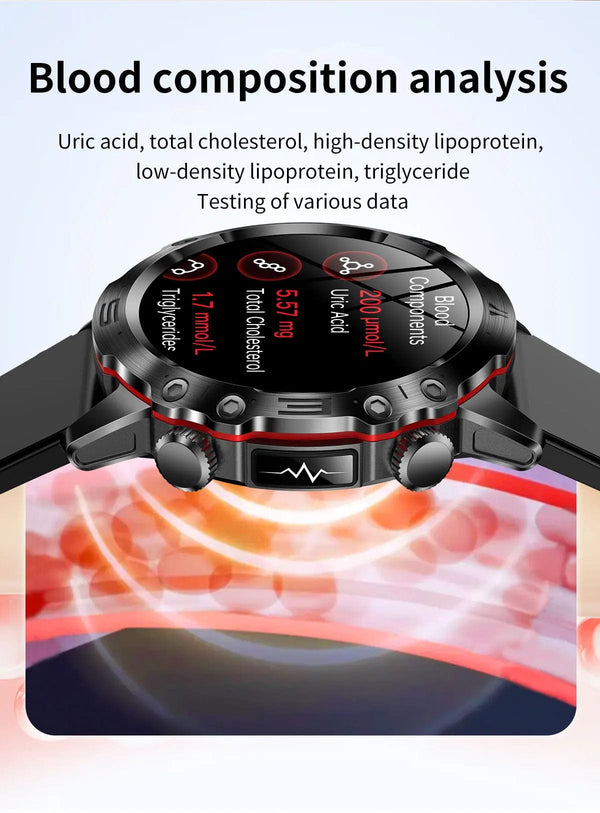 Planet Gates Black 2024 AI Medical Diagnosis Smart Watch Bluetooth Call Blood Sugar Blood Lipid Uric Acid Monitor HRV ECG Smartwatch For Men Women