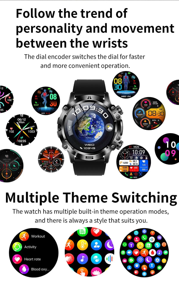 Planet Gates Black 2024 AI Medical Diagnosis Smart Watch Bluetooth Call Blood Sugar Blood Lipid Uric Acid Monitor HRV ECG Smartwatch For Men Women
