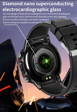 Planet Gates Black 2024 AI Medical Diagnosis Smart Watch Bluetooth Call Blood Sugar Blood Lipid Uric Acid Monitor HRV ECG Smartwatch For Men Women