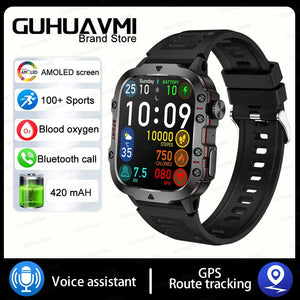 Planet Gates Black 2024 New For Xiaomi Military Smart Watch Men IP68 5ATM Outdoor Sports Fitness Tracker 24H Health Monitor 1.96 inch Smartwatches