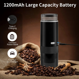 Planet Gates Black 2024 New Portable Coffee Machine Coffee Maker Electric Capsule Ground Coffee Brewer Fit For Coffee Powder and Coffee Capsul