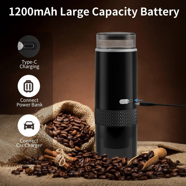 Planet Gates Black 2024 New Portable Coffee Machine Coffee Maker Electric Capsule Ground Coffee Brewer Fit For Coffee Powder and Coffee Capsul