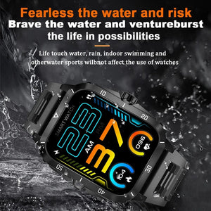 Planet Gates Black 2024 Outdoor Military 3ATM Waterproof Smart Watch Men 430mAh Battery Sports Fitness Watches Bluetooth Call Smartwatch App:Da Fit