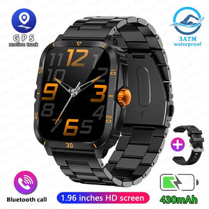 Planet Gates Black 2024 Outdoor Military 3ATM Waterproof Smart Watch Men 430mAh Battery Sports Fitness Watches Bluetooth Call Smartwatch App:Da Fit