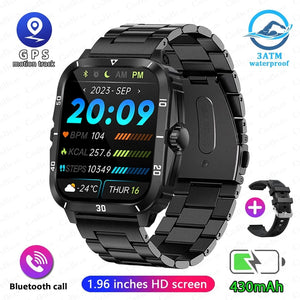Planet Gates Black 2024 Outdoor Military 3ATM Waterproof Smart Watch Men 430mAh Battery Sports Fitness Watches Bluetooth Call Smartwatch App:Da Fit