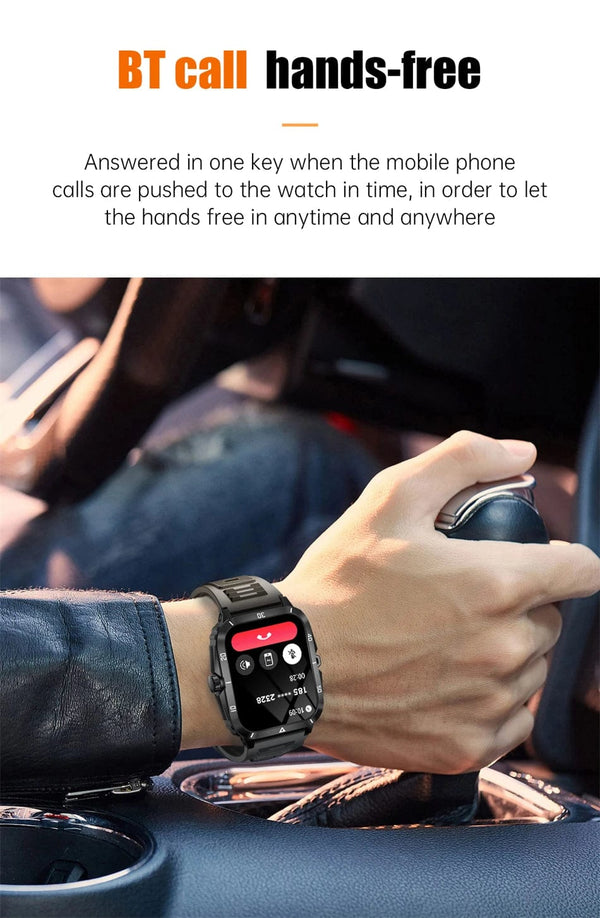 Planet Gates Black 2024 Outdoor Military 3ATM Waterproof Smart Watch Men 430mAh Battery Sports Fitness Watches Bluetooth Call Smartwatch App:Da Fit