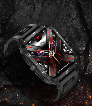 Planet Gates Black 2024 Outdoor Military 3ATM Waterproof Smart Watch Men 430mAh Battery Sports Fitness Watches Bluetooth Call Smartwatch App:Da Fit