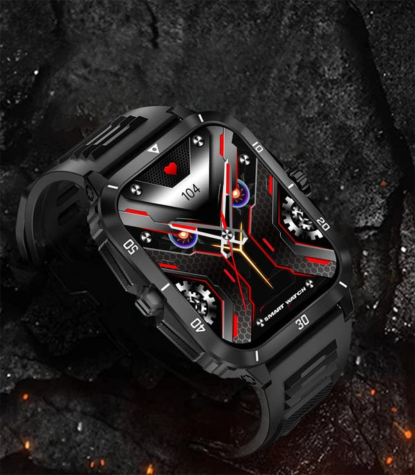 Planet Gates Black 2024 Outdoor Military 3ATM Waterproof Smart Watch Men 430mAh Battery Sports Fitness Watches Bluetooth Call Smartwatch App:Da Fit