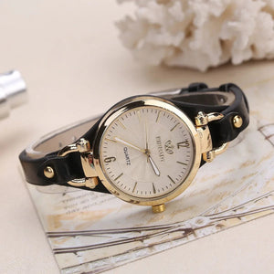 Planet Gates black 2024 Quartz Watch Women PU Leather Thin Strap Wristwatch Ladies Watches Solid Color Fashion Women Gift Watch Relojes Para Mujer