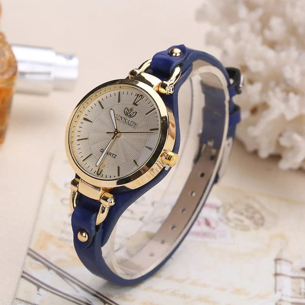 Planet Gates black 2024 Quartz Watch Women PU Leather Thin Strap Wristwatch Ladies Watches Solid Color Fashion Women Gift Watch Relojes Para Mujer