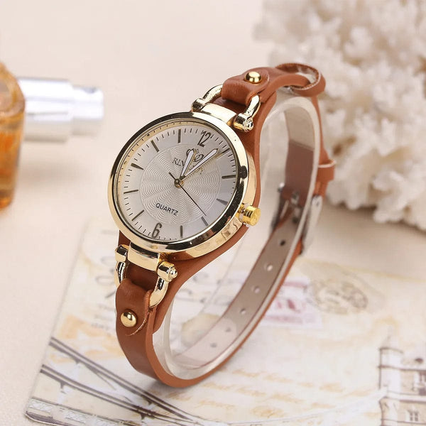 Planet Gates black 2024 Quartz Watch Women PU Leather Thin Strap Wristwatch Ladies Watches Solid Color Fashion Women Gift Watch Relojes Para Mujer