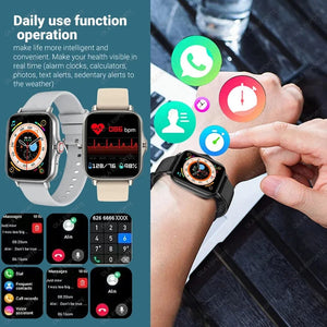 Planet Gates Black 2024 Smart Watch For Men Women Gift Full Touch Screen Sports Fitness Watches Bluetooth Calls Digital Smartwatch Wristwatch Men's