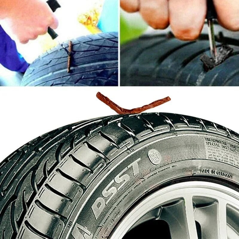 Planet Gates Black 20PCS Tire Repair Strips Car Moto Tubeless Tire Tyre Puncture Plug Seal Repairing Rubber Strips Repairing Tool Accessories