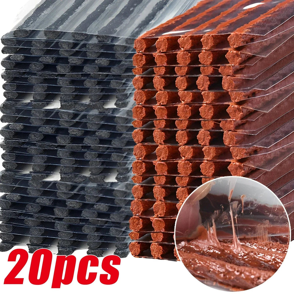 Planet Gates Black 20PCS Tire Repair Strips Car Moto Tubeless Tire Tyre Puncture Plug Seal Repairing Rubber Strips Repairing Tool Accessories