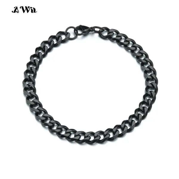 Planet Gates Black / 230mm / 9mm Width Awit Miniamlist Men Bracelet Gold Jewelry Street Style Stainless Steel 316L 18k Gold Plated Cuban Chain Bracelets For Women