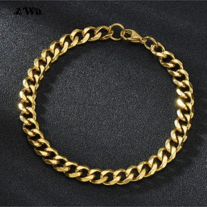 Planet Gates Black / 230mm / 9mm Width Awit Miniamlist Men Bracelet Gold Jewelry Street Style Stainless Steel 316L 18k Gold Plated Cuban Chain Bracelets For Women