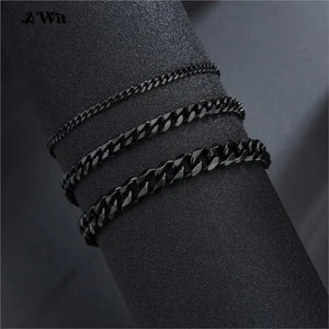 Planet Gates Black / 230mm / 9mm Width Awit Miniamlist Men Bracelet Gold Jewelry Street Style Stainless Steel 316L 18k Gold Plated Cuban Chain Bracelets For Women