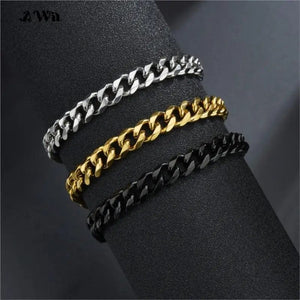 Planet Gates Black / 230mm / 9mm Width Awit Miniamlist Men Bracelet Gold Jewelry Street Style Stainless Steel 316L 18k Gold Plated Cuban Chain Bracelets For Women