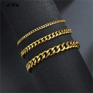 Planet Gates Black / 230mm / 9mm Width Awit Miniamlist Men Bracelet Gold Jewelry Street Style Stainless Steel 316L 18k Gold Plated Cuban Chain Bracelets For Women