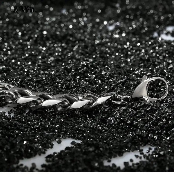 Planet Gates Black / 230mm / 9mm Width Awit Miniamlist Men Bracelet Gold Jewelry Street Style Stainless Steel 316L 18k Gold Plated Cuban Chain Bracelets For Women