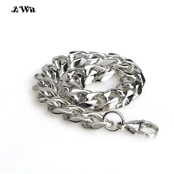 Planet Gates Black / 230mm / 9mm Width Awit Miniamlist Men Bracelet Gold Jewelry Street Style Stainless Steel 316L 18k Gold Plated Cuban Chain Bracelets For Women