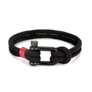 Planet Gates Black / 23cm MKENDN Men Black Stainless Steel U shape Survival Bracelet Outdoor Camping Rescue Emergency Shackle Rope Bracelet For Women