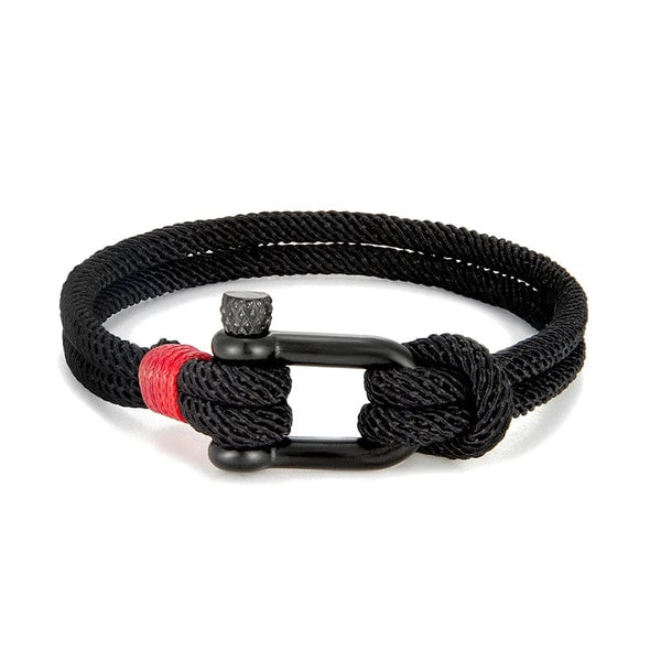Planet Gates Black / 23cm MKENDN Men Black Stainless Steel U shape Survival Bracelet Outdoor Camping Rescue Emergency Shackle Rope Bracelet For Women