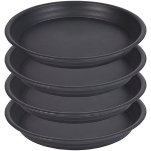 Planet Gates Black / 25.4cm 4 Packs, 30.48 Cm Plant Saucer, Heavy Duty Plant Saucer 30.48 Cm Round, Plastic Plant Water Tray For Pots, Plant Saucers For Indoors, Bird Bath Bowls (Black)