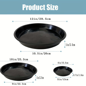 Planet Gates Black / 25.4cm 4 Packs, 30.48 Cm Plant Saucer, Heavy Duty Plant Saucer 30.48 Cm Round, Plastic Plant Water Tray For Pots, Plant Saucers For Indoors, Bird Bath Bowls (Black)