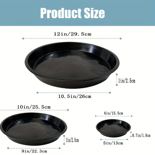 Planet Gates Black / 25.4cm 4 Packs, 30.48 Cm Plant Saucer, Heavy Duty Plant Saucer 30.48 Cm Round, Plastic Plant Water Tray For Pots, Plant Saucers For Indoors, Bird Bath Bowls (Black)