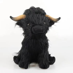 Planet Gates black / 29cm Simulation Highland Cow Plush Animal Doll Soft Stuffed Highland Cow Plush Toy Kawaii Kids Baby Gift Toy Home Room Decor