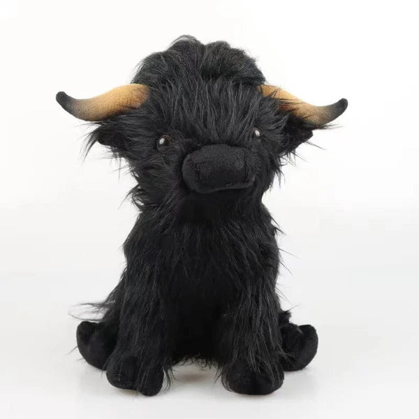 Planet Gates black / 29cm Simulation Highland Cow Plush Animal Doll Soft Stuffed Highland Cow Plush Toy Kawaii Kids Baby Gift Toy Home Room Decor