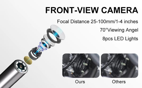 Planet Gates black / 2m 3.9mm/5.5mm/8.5mm Articulating Borescope 2 Way 420 Degree Steering Industrial Endoscope 5"  IPSScreen Waterproof Video Camera Fo