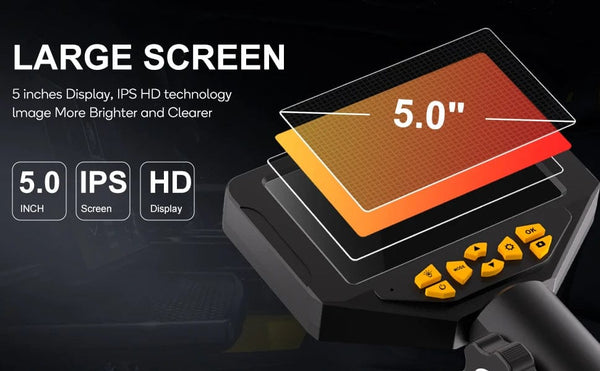 Planet Gates black / 2m 3.9mm/5.5mm/8.5mm Articulating Borescope 2 Way 420 Degree Steering Industrial Endoscope 5"  IPSScreen Waterproof Video Camera Fo