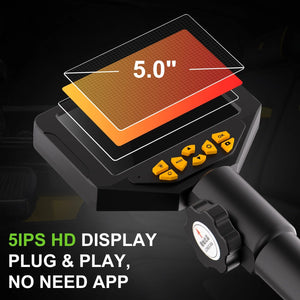 Planet Gates black / 2m 3.9mm/5.5mm/8.5mm Articulating Borescope 2 Way 420 Degree Steering Industrial Endoscope 5"  IPSScreen Waterproof Video Camera Fo
