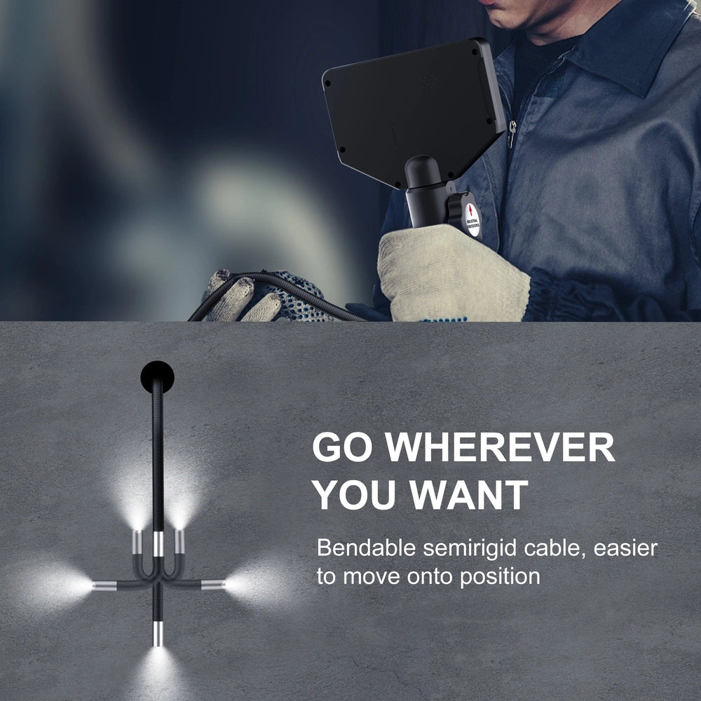 Planet Gates black / 2m 3.9mm/5.5mm/8.5mm Articulating Borescope 2 Way 420 Degree Steering Industrial Endoscope 5"  IPSScreen Waterproof Video Camera Fo