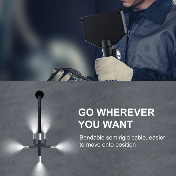 Planet Gates black / 2m 3.9mm/5.5mm/8.5mm Articulating Borescope 2 Way 420 Degree Steering Industrial Endoscope 5"  IPSScreen Waterproof Video Camera Fo