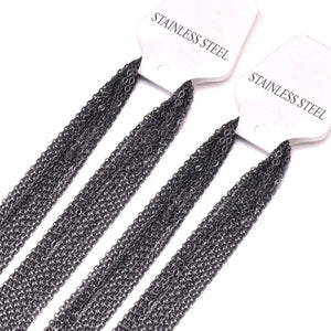 Planet Gates black / 2mm 45cm 18inch LUXUSTEEL 10Pcs/Lot Stainless Steel Chains 2mm/1mm O Shape Rolo Link Cuban Long Necklace For Women Pendant DIY Jewelry Wholesale