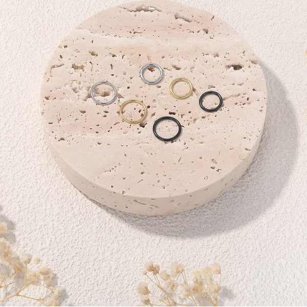 Planet Gates Black 2pcs / 3Pairs  6 8 10mm 2/6PCS Seamless 316L Stainless Steel Classic Nose Ring for Men Women Hoop Earrings Septum Helix Tragus Ear Piercing Jewelry 18G