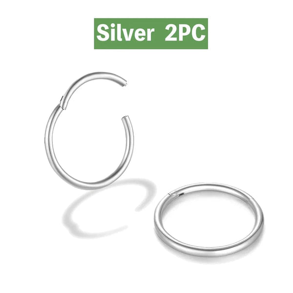 Planet Gates Black 2pcs / 3Pairs  6 8 10mm 2/6PCS Seamless 316L Stainless Steel Classic Nose Ring for Men Women Hoop Earrings Septum Helix Tragus Ear Piercing Jewelry 18G