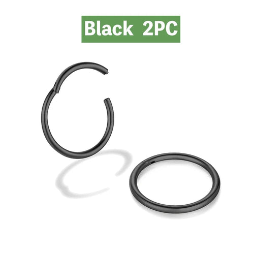 Planet Gates Black 2pcs / 3Pairs  6 8 10mm 2/6PCS Seamless 316L Stainless Steel Classic Nose Ring for Men Women Hoop Earrings Septum Helix Tragus Ear Piercing Jewelry 18G