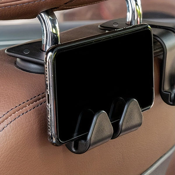 Planet Gates Black 2pcs Car Seat Back Multi-functional Hook Double Hook Storage Car Hook