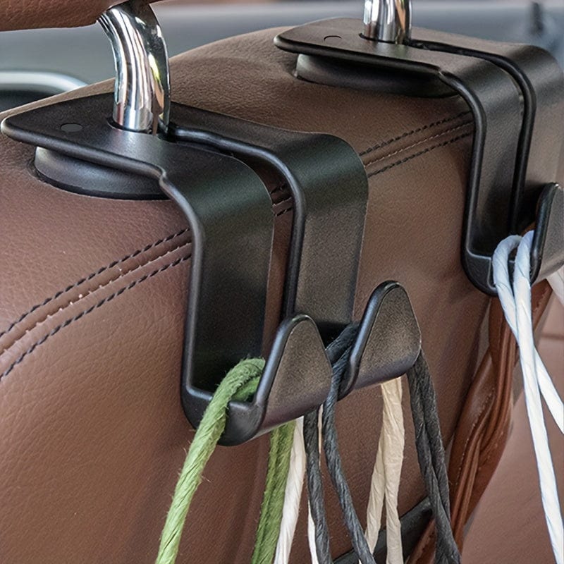 Planet Gates Black 2pcs Car Seat Back Multi-functional Hook Double Hook Storage Car Hook