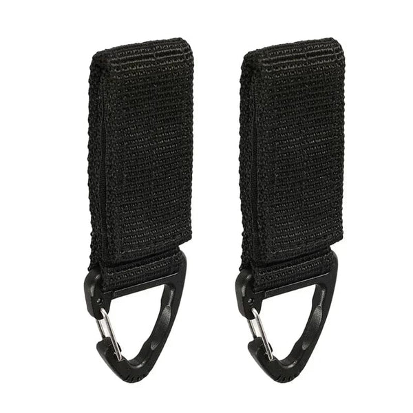 Planet Gates Black - 2pcs Outdoor Camping Carabiner Nylon Molle Tactical Backpack Key Hook Webbing Buckle System Belt Buckle Hanging Climbing Accessory